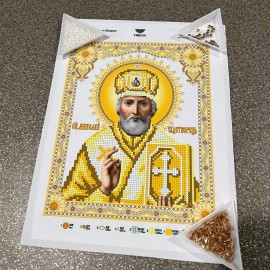 Микола Чудотворець з бісером та камінням золотий
